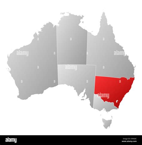 Carte de l'Australie avec la Nouvelle-Galles du Sud mise en évidence