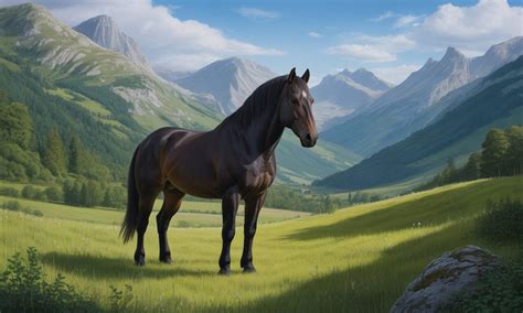 Cheval de Mérens dans un paysage pyrénéen