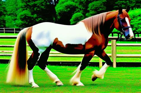 Cheval Welsh Cob en pleine action de saut