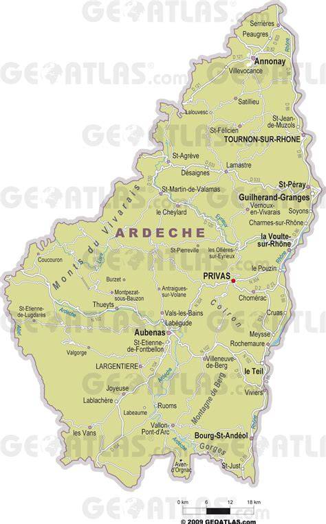 Carte de France mettant en évidence la région Ardèche et la région Auvergne