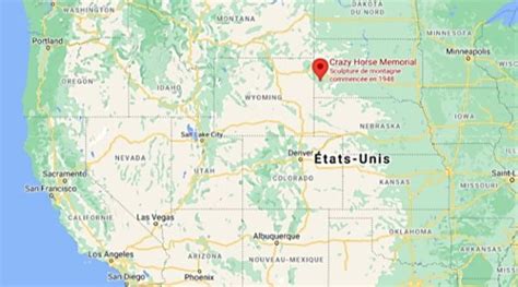 Carte des Black Hills indiquant la localisation du Crazy Horse Memorial et du Mont Rushmore