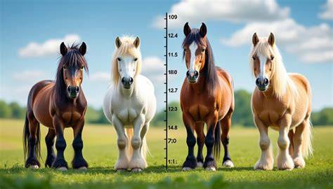 Diagramme comparatif des tailles de chevaux et poneys