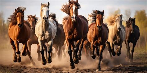 Groupe de chevaux en plein galop