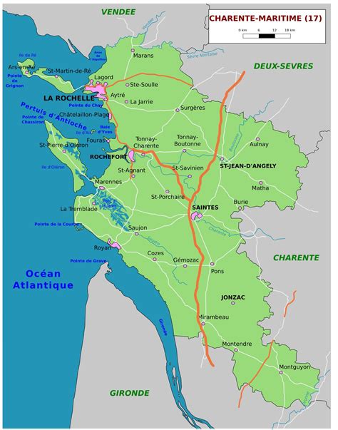 Carte des grottes de la Charente-Maritime