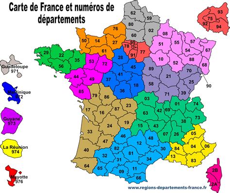 Carte de France avec les départements