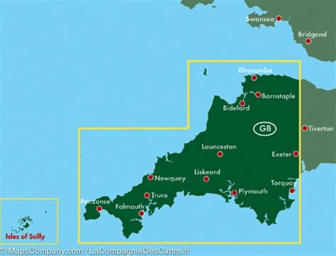Carte des Cornouailles avec des points d'intérêt pour la randonnée équestre