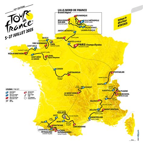 Carte d'un parcours de cyclisme avec des points d'intérêt