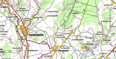 Carte de la région de Flavacourt avec des points d'intérêt équestres