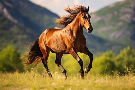 Cheval sauvage au galop dans un champ