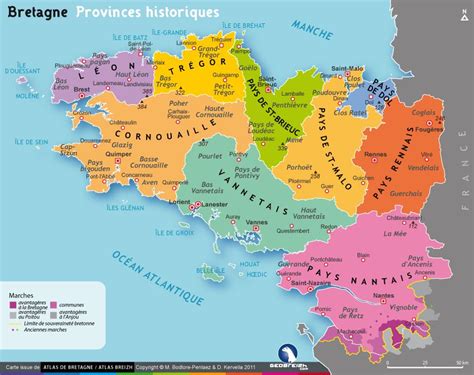 Carte historique de la Bretagne avec les régions d'élevage équin