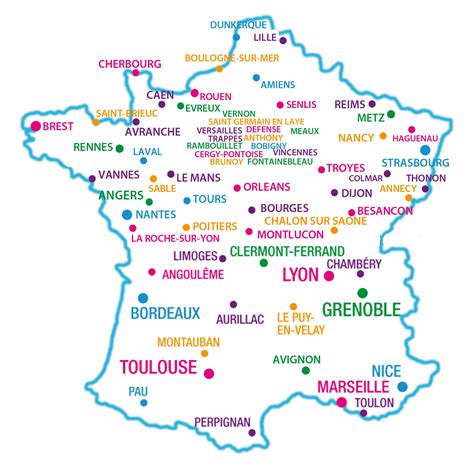 Carte de France avec les principales villes hippiques