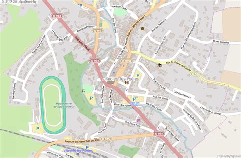 Carte de Villedieu-les-Poêles avec un symbole d'hippodrome