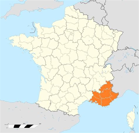 Carte de la région PACA en France