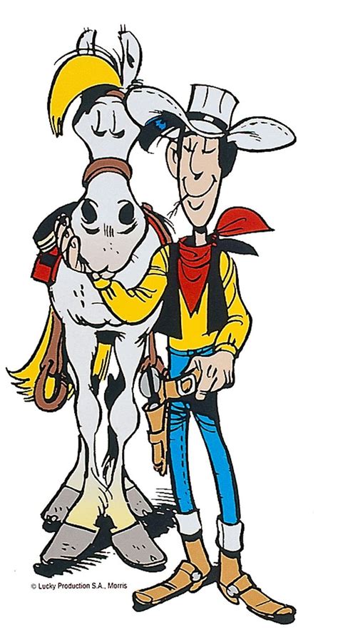 Illustration de Lucky Luke et Jolly Jumper dans un décor de bande dessinée
