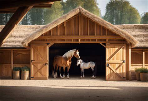 Intérieur d'un box pour chevaux à l'hippodrome