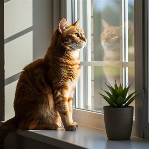chat observant par une fenêtre