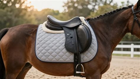 Cheval portant une selle et un tapis de selle
