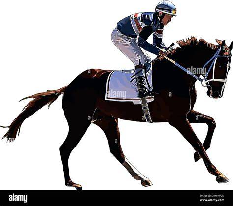 Cheval de course avec jockey et équipement