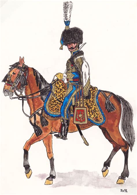 Cavaliers hussards en uniforme impérial