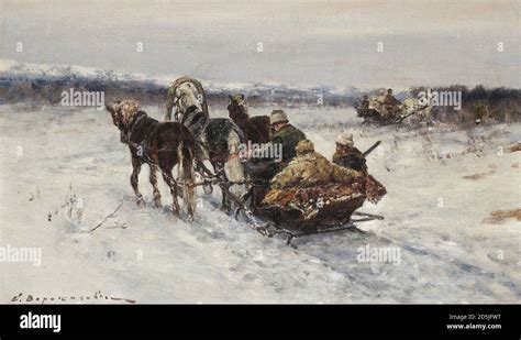 Une troïka russe traversant un paysage enneigé