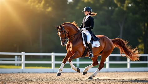 Cheval effectuant un mouvement de dressage élégant