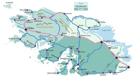 Carte de la région du Connemara en Irlande