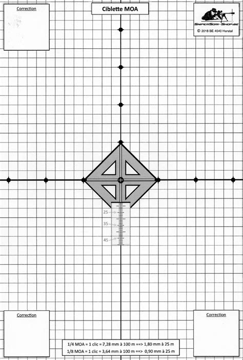 Exemple de cible de réglage avec des carrés