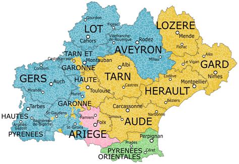 Carte de la région Occitanie et du Gard