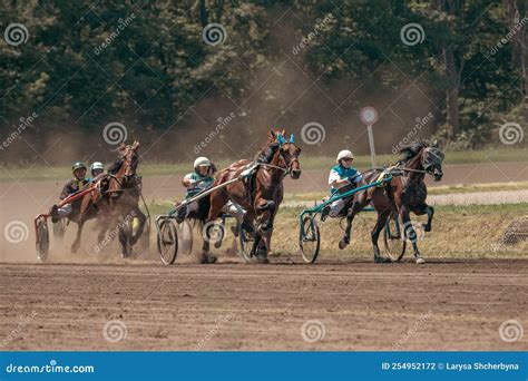 Cheval de course trottant sur l'hippodrome