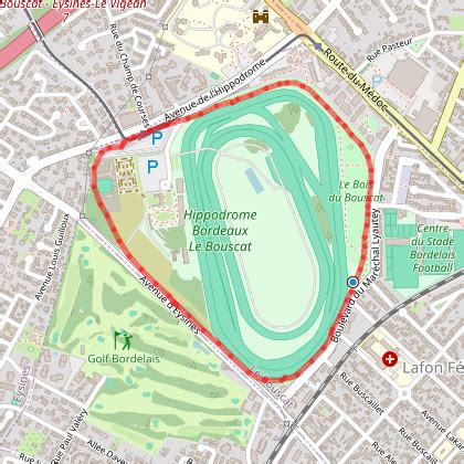 Carte de l'hippodrome du Bouscat avec zones d'activités