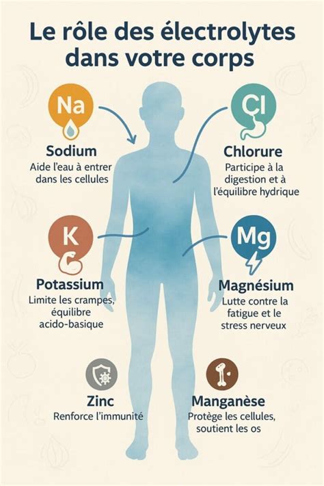 Infographie expliquant le rôle des électrolytes dans le corps du cheval