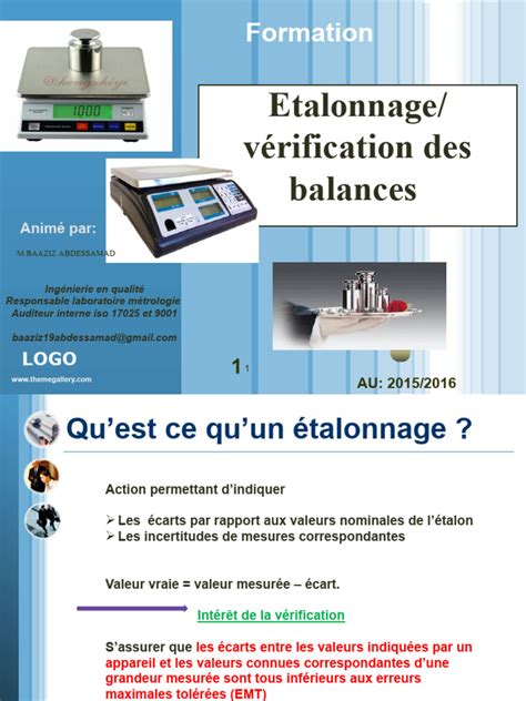 Schéma du processus de calibrage d'une balance