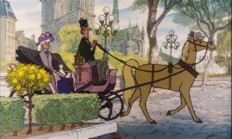 Calèche tirée par Frou-Frou dans Les Aristochats