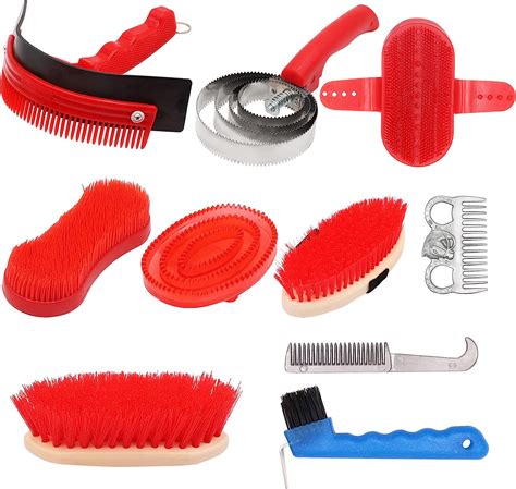 Ensemble de brosses et d'outils de pansage pour chevaux