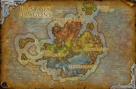 Carte des Îles aux Dragons avec la Travée d'Azur mise en évidence