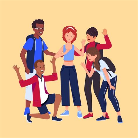 Illustration représentant des adolescents de sexes différents discutant