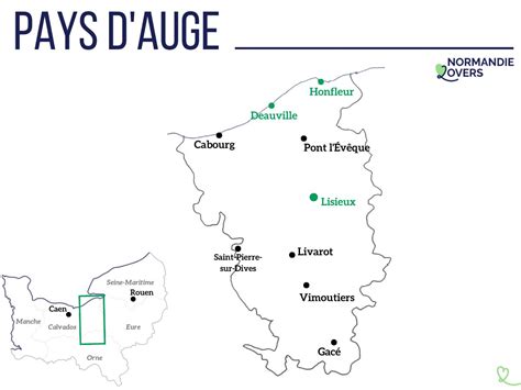 Carte du Pays d'Auge indiquant les sites touristiques