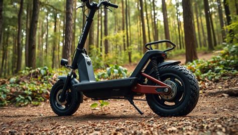 Vue aérienne d'un groupe de personnes faisant de la trottinette électrique tout terrain dans un sentier forestier