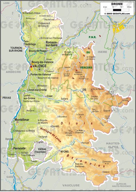 Carte de la Drôme mettant en évidence les zones de Genissieux, Saint-Donat-sur-l'Herbasse et Tain-l'Hermitage