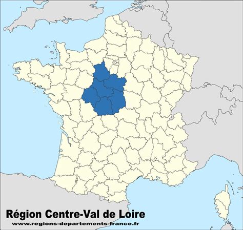 Carte de la région Centre-Val de Loire mettant en évidence Cercy la Tour