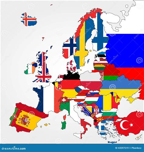 Carte de l'Europe avec des drapeaux de pays membres de l'EFTA