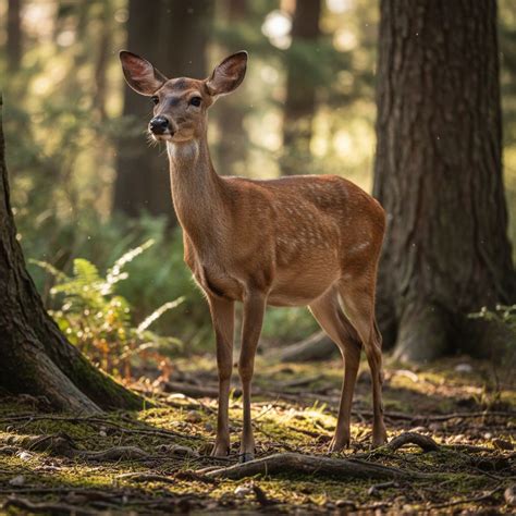 Jument et biche se promenant dans un village