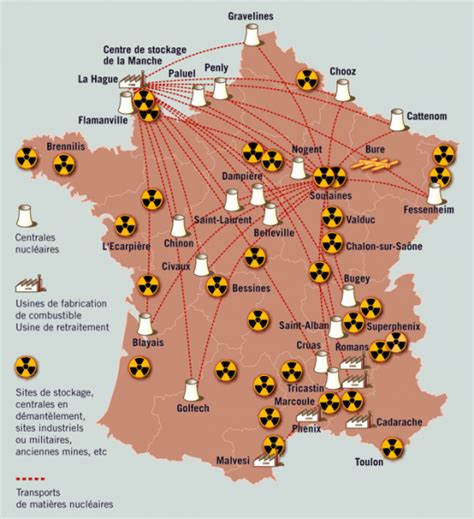 Carte des installations nucléaires en France