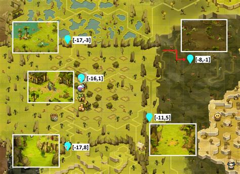 Carte de la Montagne des Koalaks avec la zone de spawn des Dragodindes marquée