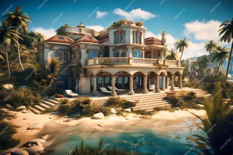 Manoir luxueux dans un paysage de jeu vidéo
