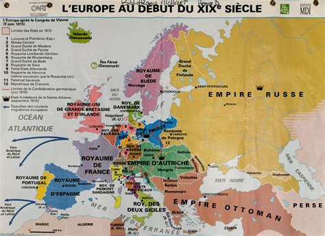 Carte de l'Europe au début du 19ème siècle