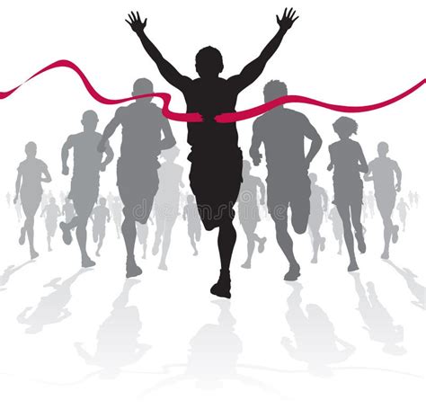 Coureurs franchissant la ligne d'arrivée