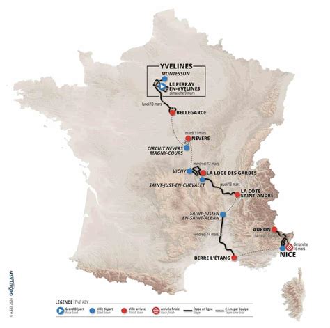 Carte du parcours de Paris-Nice