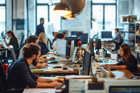 Personnes travaillant dans un bureau de communication d'écurie de F1
