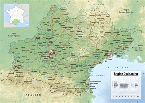 Carte de France mettant en évidence la région Occitanie